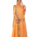 Creamy Peach Kundan Work Rajputi Poshak | Zardozi & Kundan Work on Bamber Satin | Jaipurio Royal Collection